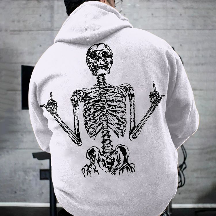 Skull Print Casual Hoodie