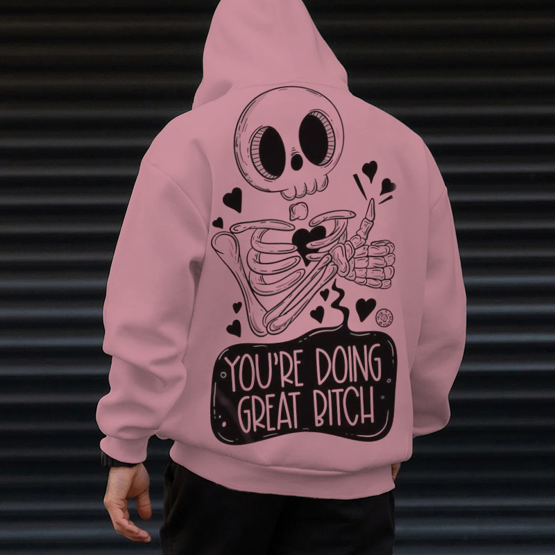 Fashion Love Skull Print Hoodie