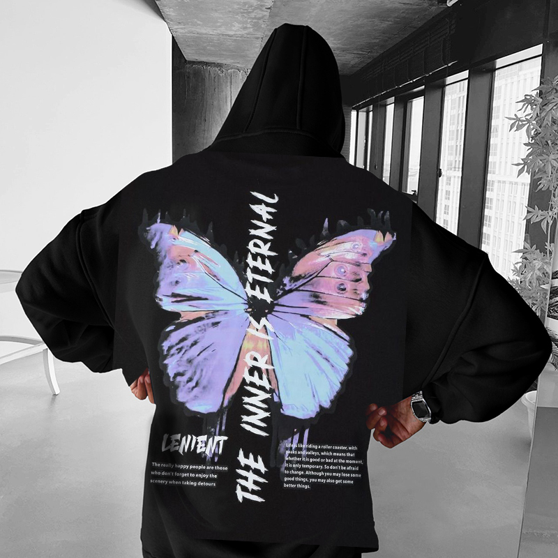 Back Butterfly Print Hoodie