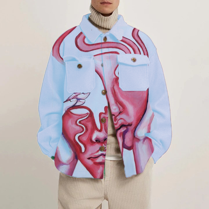 Abstract Heart Print Jacket Men's Coat