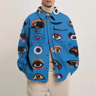 Abstract Eye Print Long Sleeve Thin Shirt Jacket