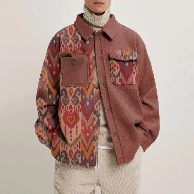 Ethnic Print Corduroy Thin Jacket