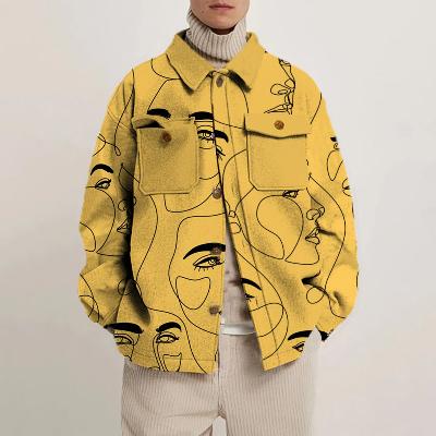 Irregular Face Print Shirt Jacket