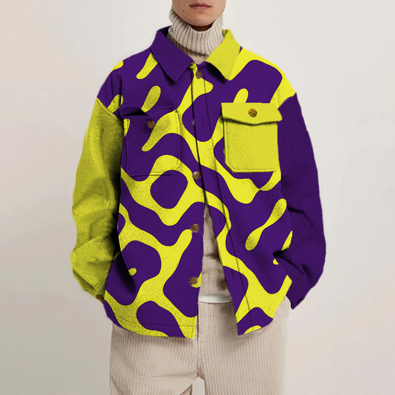 Abstract Wave Print Shirt Jacket
