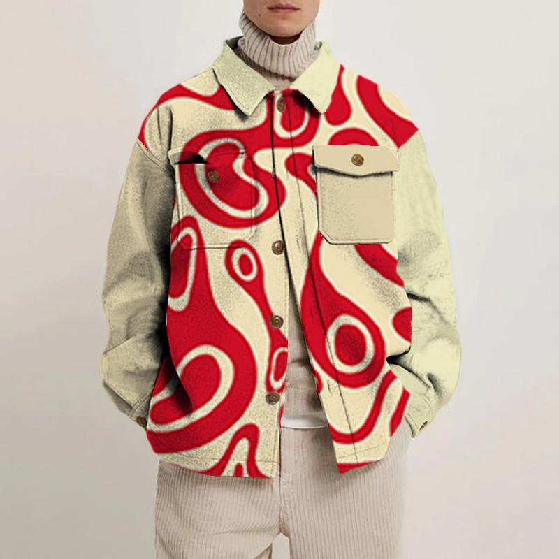 Abstract Wave Print Shirt Jacket