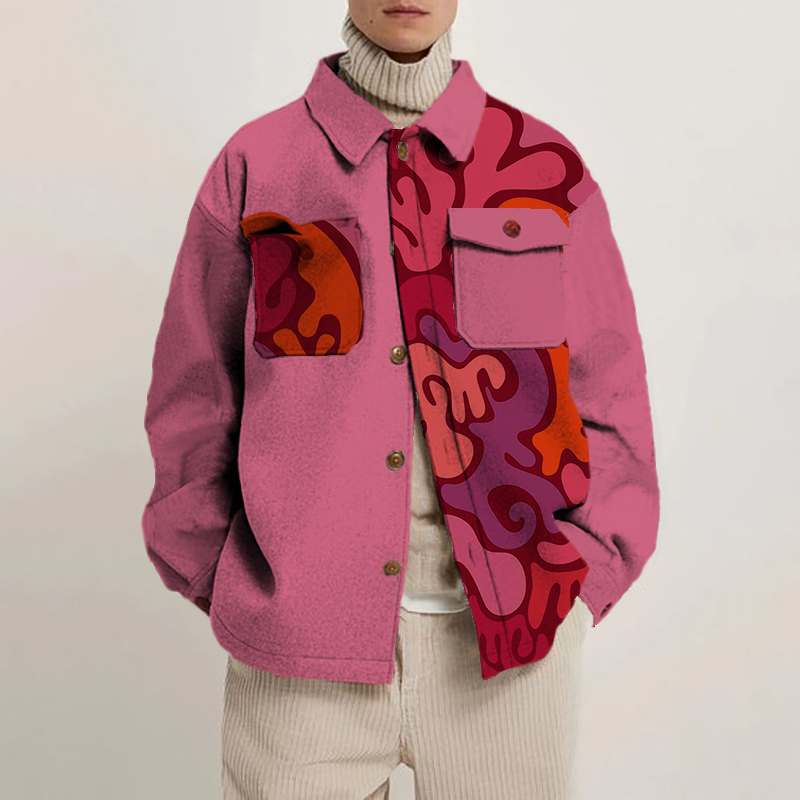 Abstract Wave Print Shirt Jacket