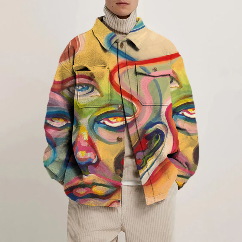 Colorful Eye Print Shirt Jacket