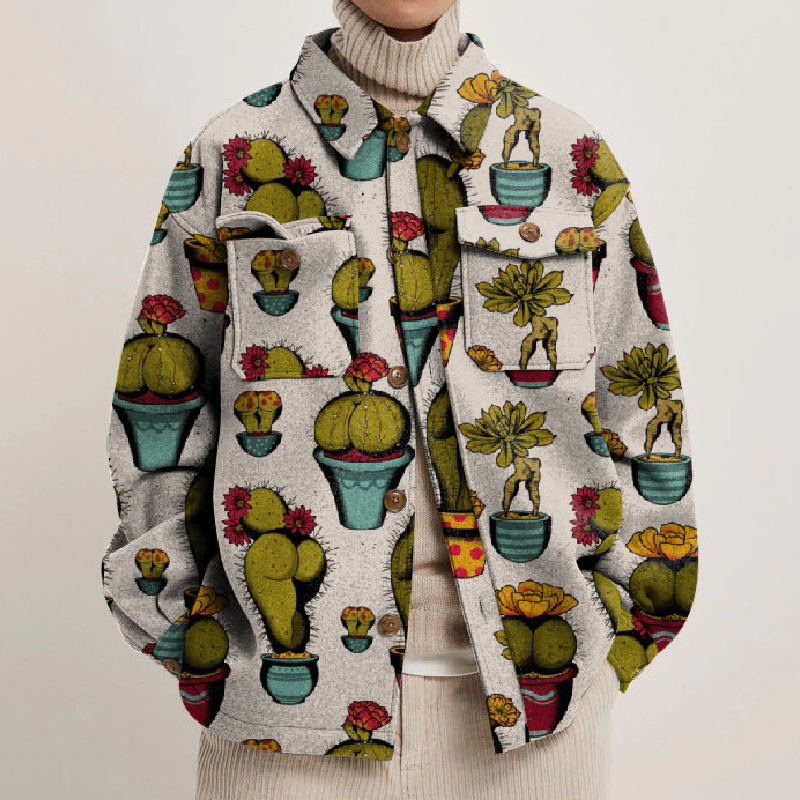 CactASS Printed Lapel Button Jacket