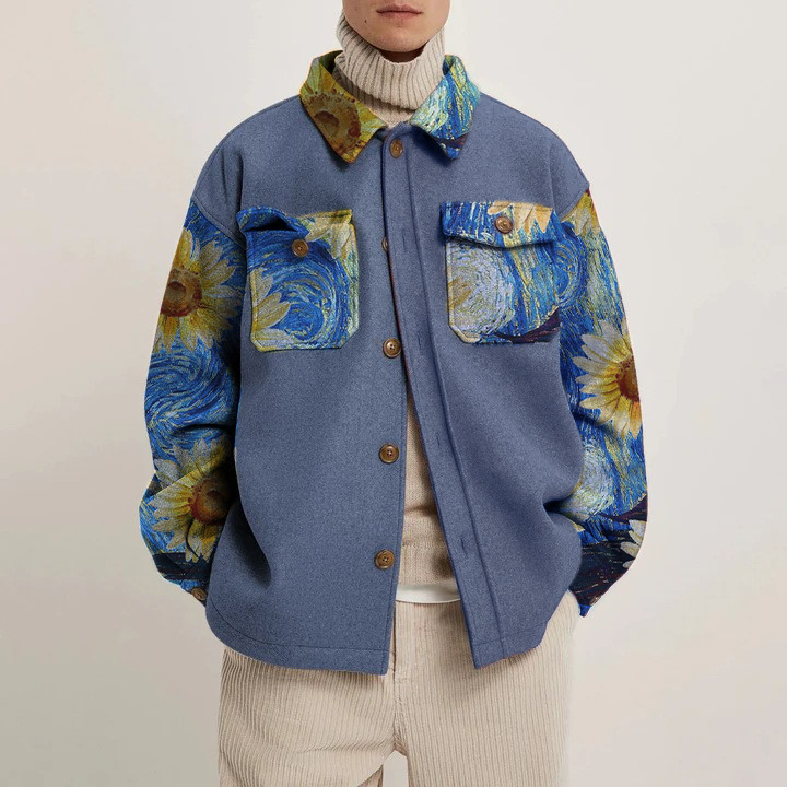 Sunflower Star Print Corduroy Thin Jacket