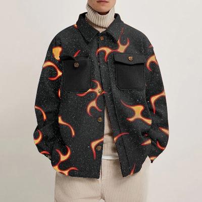 Abstract Flame Print Shirt Jacket