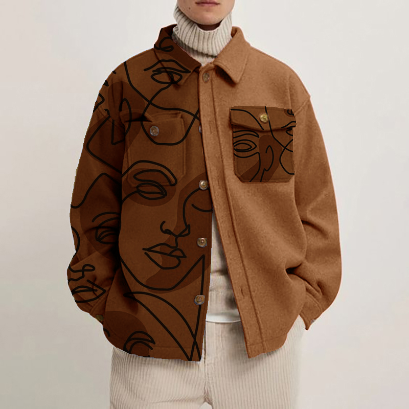 Abstract Face Print Shirt Jacket Abstract Face Print Shirt Jacket