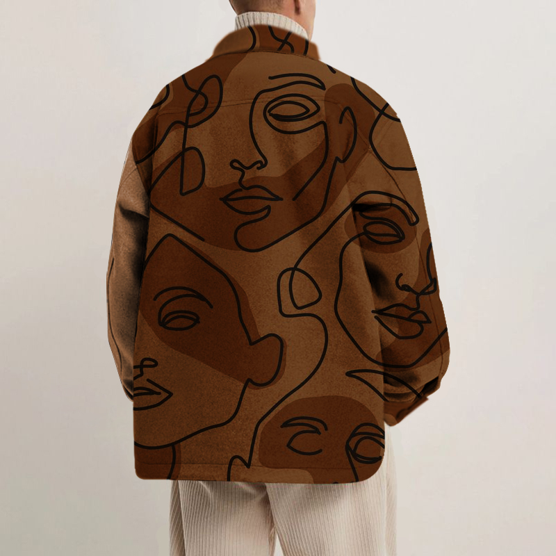 Abstract Face Print Shirt Jacket Abstract Face Print Shirt Jacket