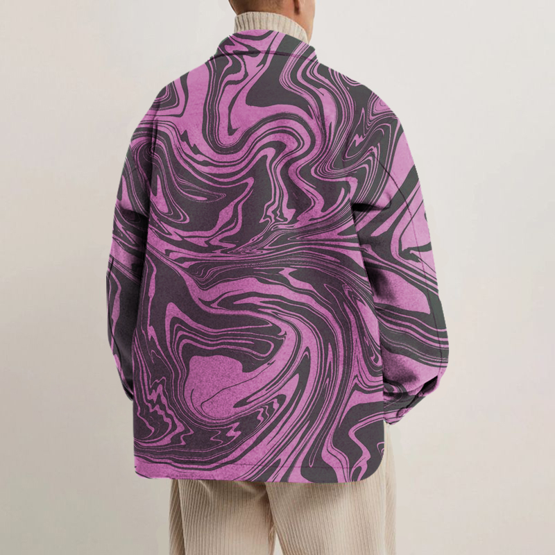 Unisex Abstract Line Print Shirt Jacket