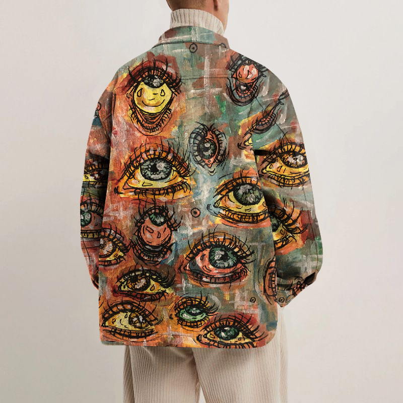 Eye Print Lapel Button Jacket