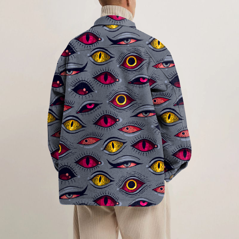 Devil Eyes Print Lapel Button Jacket