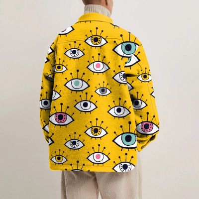Colorful Eye Pattern Lapel Button Jacket