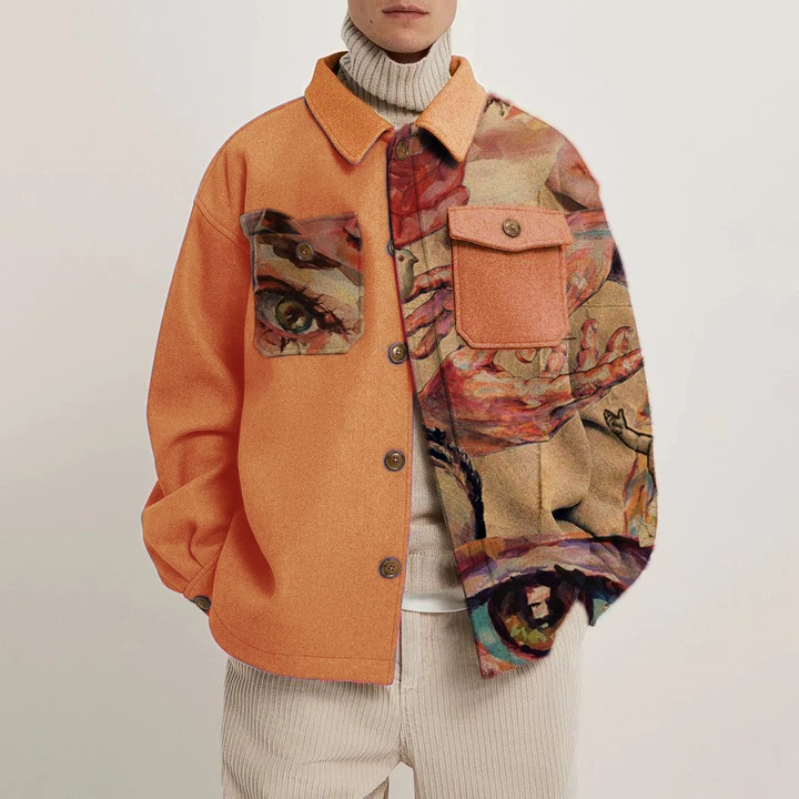 Abstract Limb Print Corduroy Thin Jacket