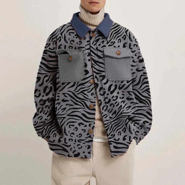 Zebra Butterfly Print Corduroy Thin Jacket