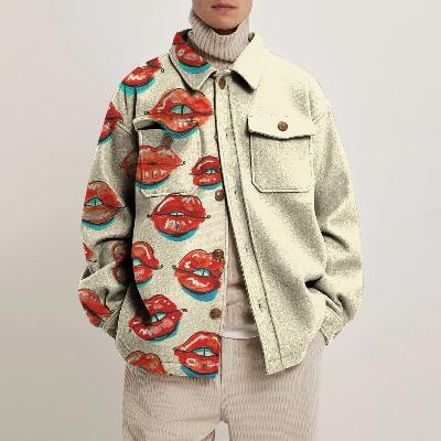 Lips Eyes Print Shirt Jacket