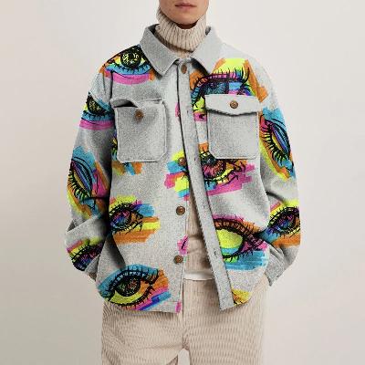 Abstract Oil Painting Eyes Print Jacket