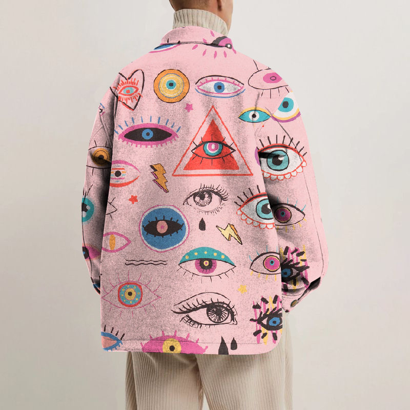 Star Eye Print Lapel Button Jacket