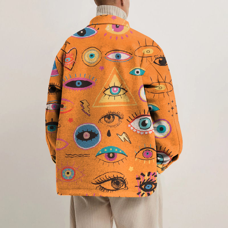 Star Eye Print Lapel Button Jacket