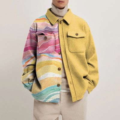 Layers Of Colorful Lapel Button Jacket