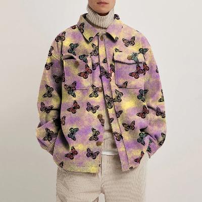 Colorful Butterfly Print Shirt Jacket