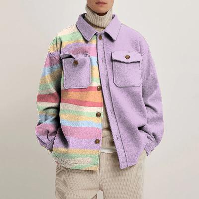 Colorful Abstract Wave Print Shirt Jacket