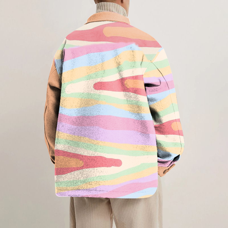 Colorful Abstract Wave Print Shirt Jacket