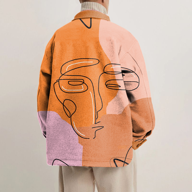 Colorful Abstract Face Print Shirt Jacket