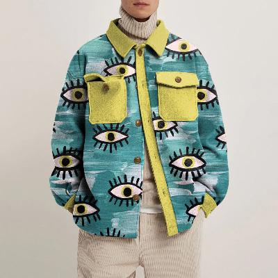 Colorful Abstract Eye Print Shirt Jacket