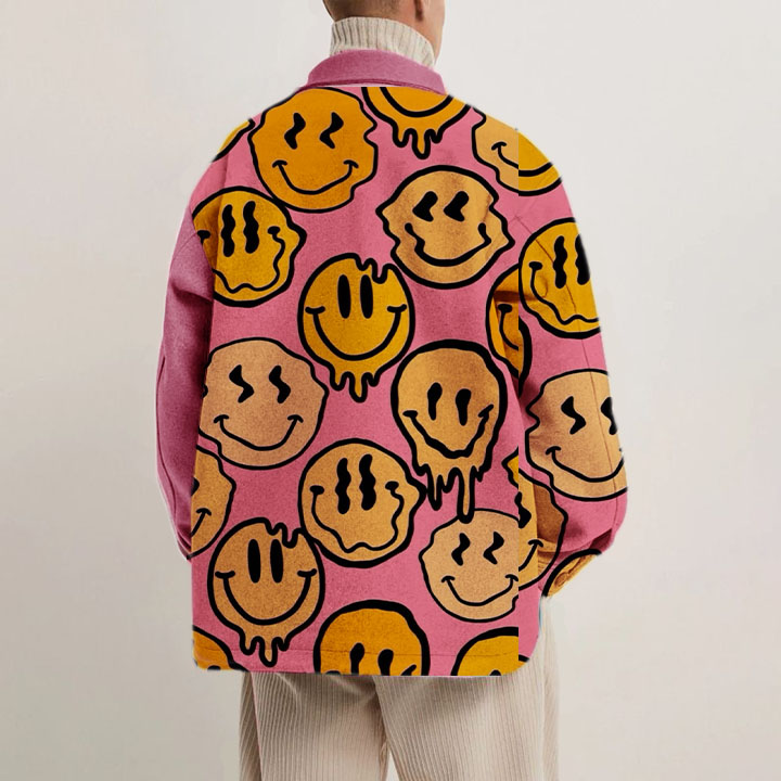 Distorted Smiley Print Thin Jacket