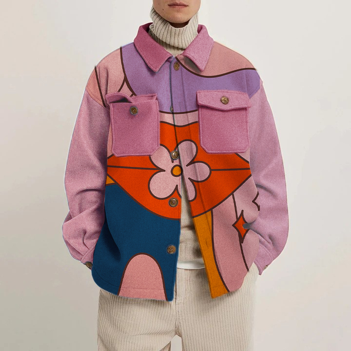 Color Block Lip Print Light Jacket