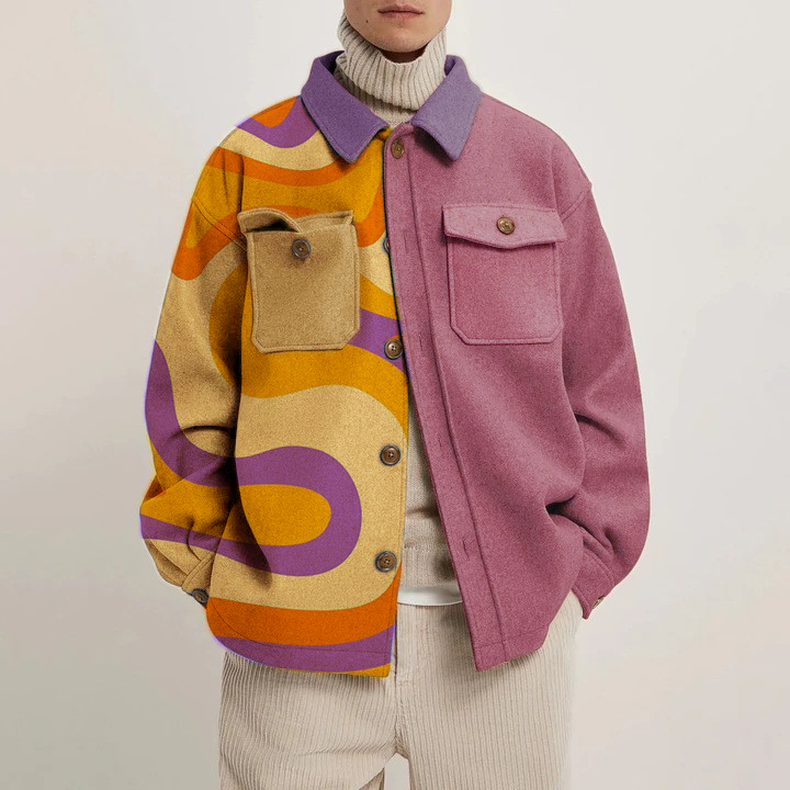 Colorblock Printed Thin Jacket