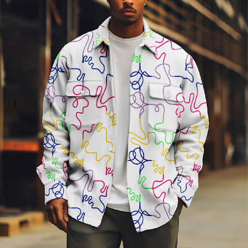 Colorful Line Portrait Print Thin Jacket