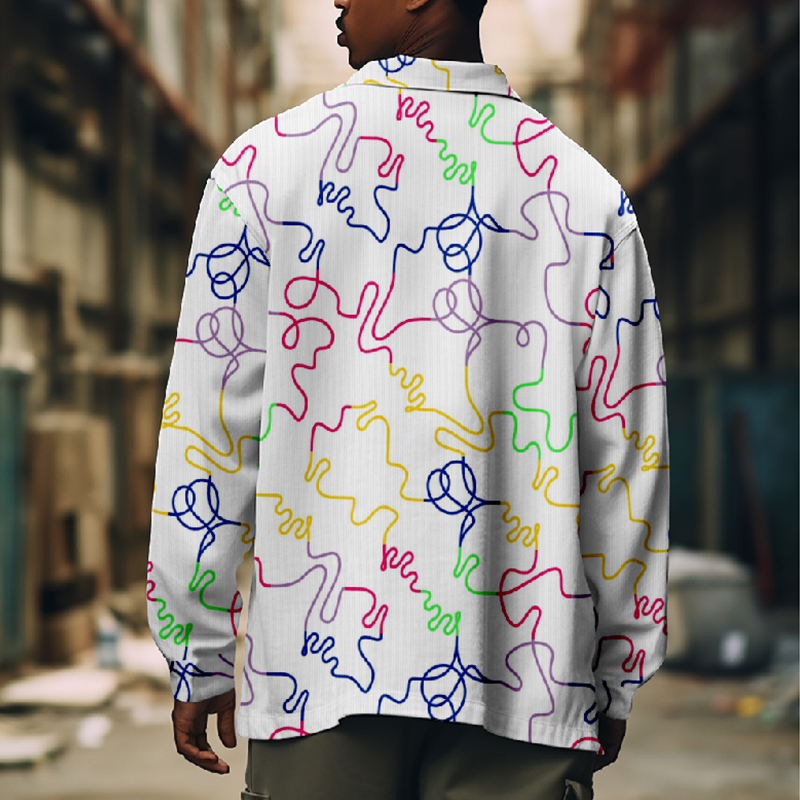 Colorful Line Portrait Print Thin Jacket