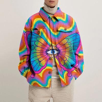 Unisex Butterfly Eye Print Shirt Jacket