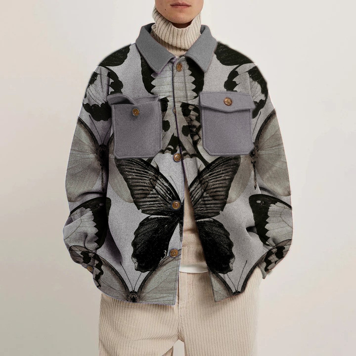 Butterfly Abstract Print Shirt Thin Jacket