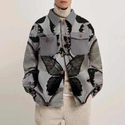 Butterfly Abstract Print Shirt Thin Jacket
