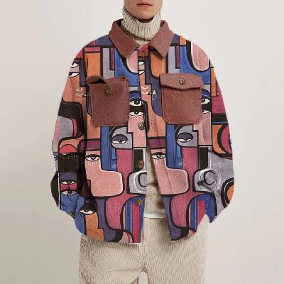 Weird Character Print Shirt Thin Jacket