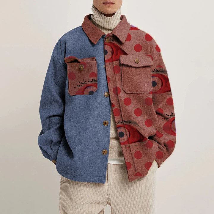 Abstract Eye Polka Dot Print Shirt Thin Jacket