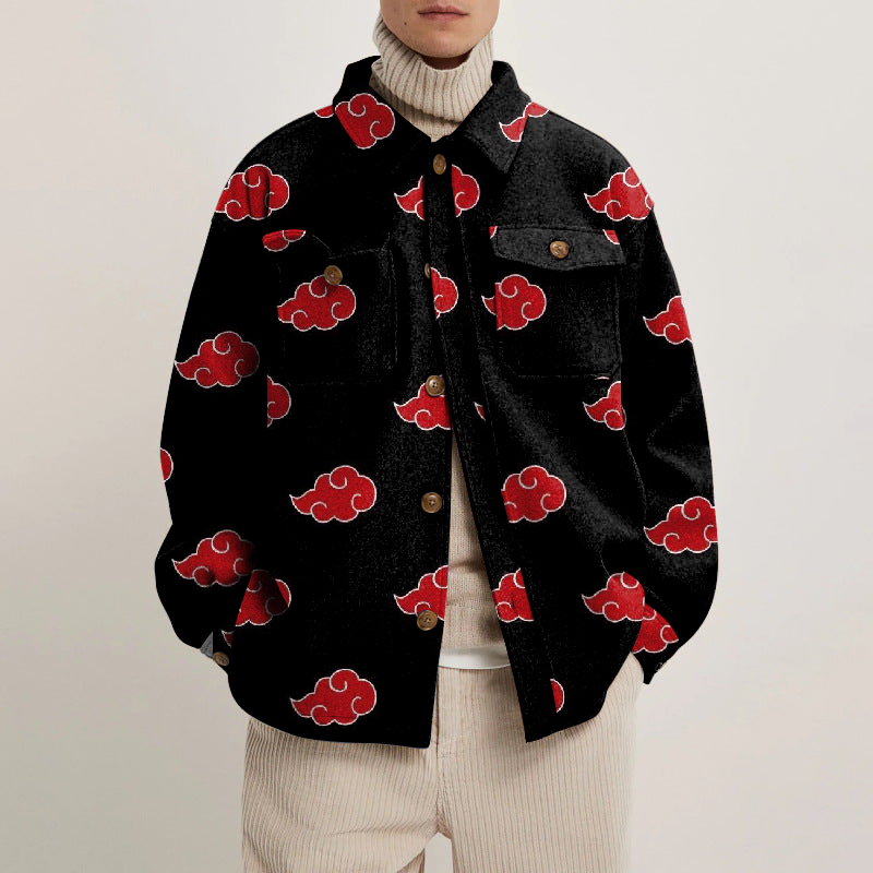 Lucky Cloud Print Lapel Button Jacket