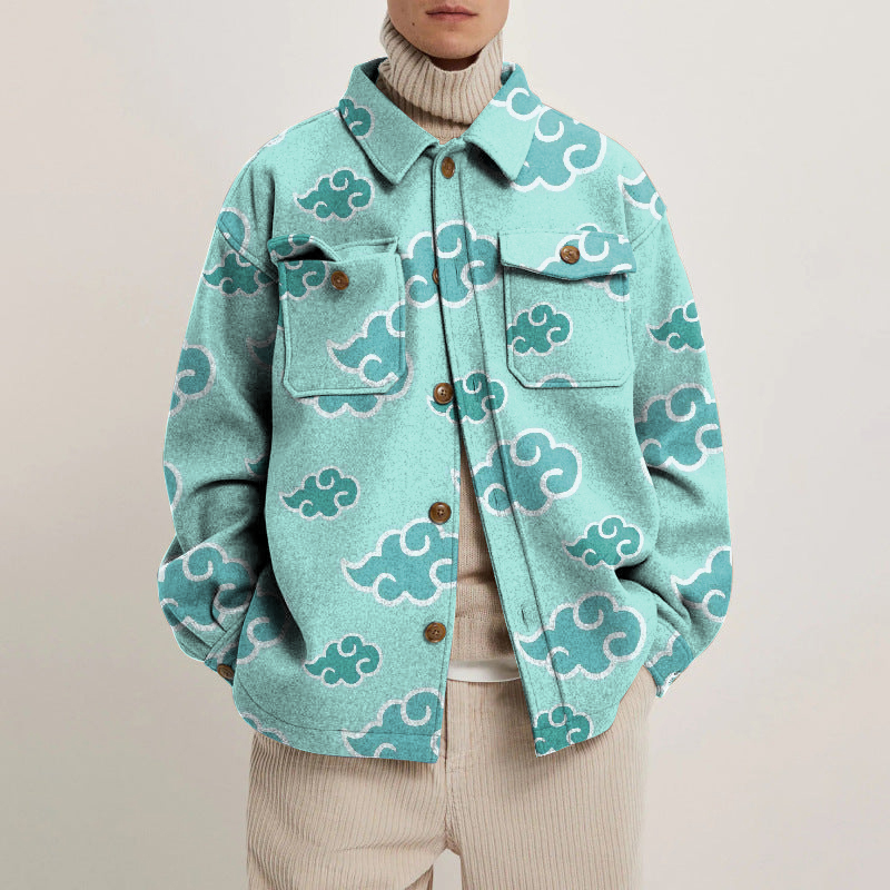 Lucky Cloud Print Lapel Button Jacket