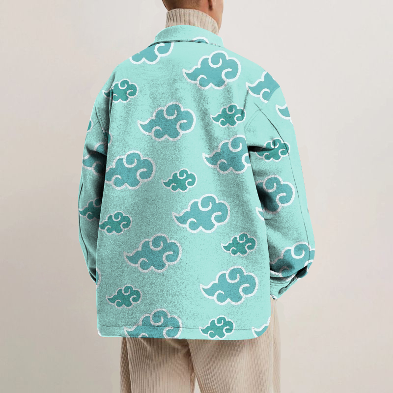 Lucky Cloud Print Lapel Button Jacket