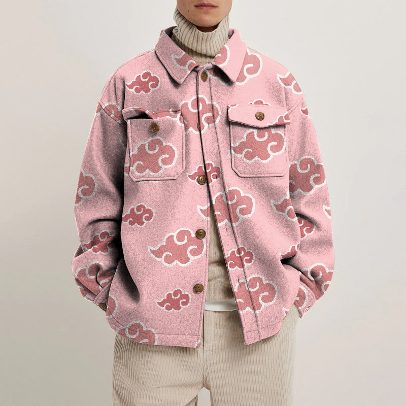 Lucky Cloud Print Lapel Button Jacket