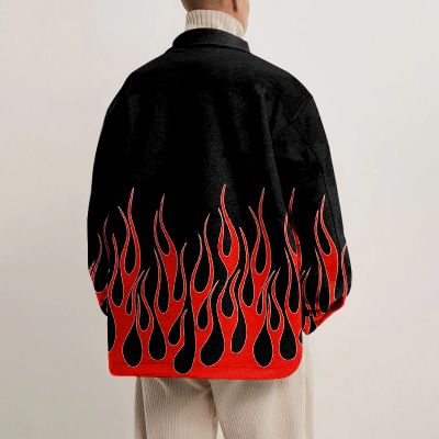 Burning Flame Lapel Button Jacket