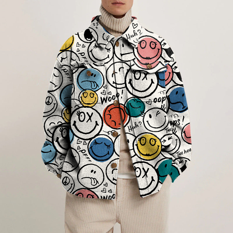 Smiley World Lapel Button Jacket