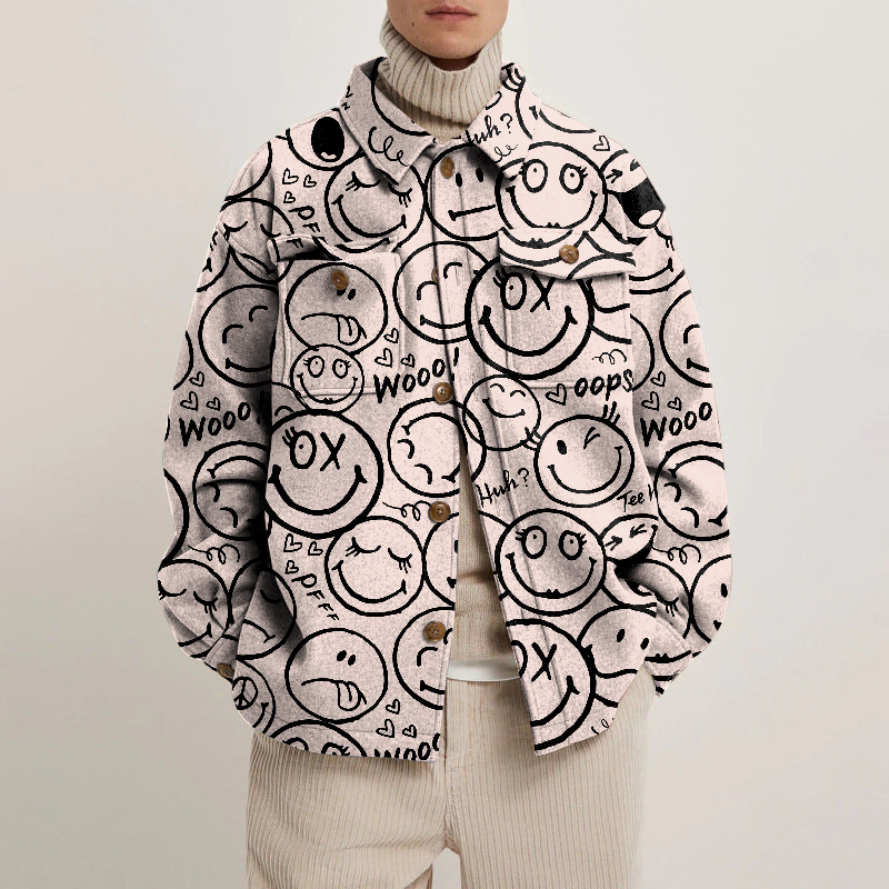 Smiley World Lapel Button Jacket