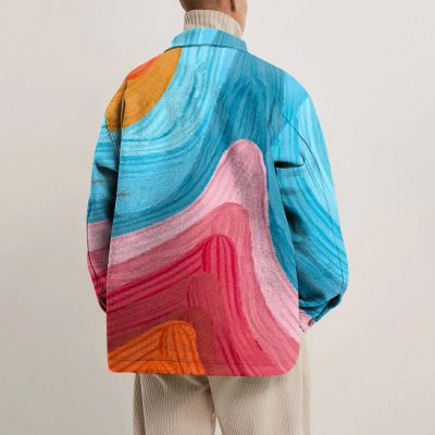 Cool Printed Lapel Button Jacket